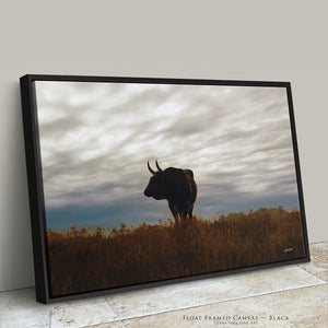Texas Longhorn Bull Wall Art Canvas | Natural Colors Western Ranch Fine Art