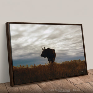 Texas Longhorn Bull Wall Art Canvas | Natural Colors Western Ranch Fine Art