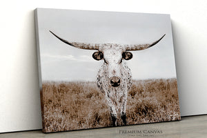 Rustic Texas Longhorn canvas wall art for western decor