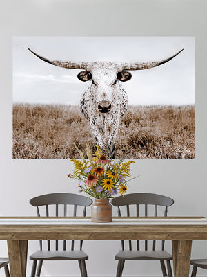 Large Texas Longhorn wall art – rustic western canvas print
