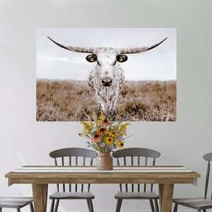 Large Texas Longhorn wall art – rustic western canvas print