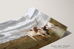 Longhorn Canvas Wall Art – Texas Longhorn Art Rustic Western Decor Print