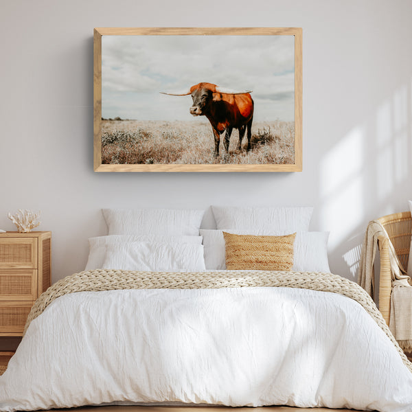 LARGE LONGHORN ART PRINT - WESTERN, TEXAS, OR FARMHOUSE DECOR