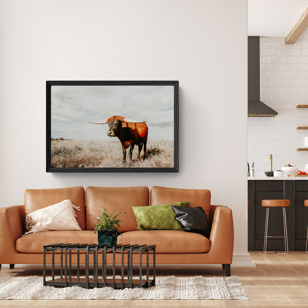 LARGE LONGHORN ART PRINT - WESTERN FARMHOUSE DECOR