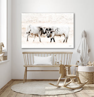 Texas Longhorn Wall Art | Two Cows Western Ranch Canvas Decor