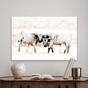 Texas Longhorn Wall Art | Two Cows Western Ranch Canvas Decor