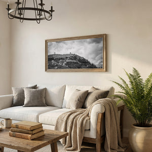 Echoes of Battle Canyon | Black & White Panoramic Wall Art