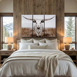 Oversized Longhorn Wall Art | 3 Piece Canvas Set by Debra Gail