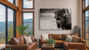 American Bison Wall Art – Monochrome Buffalo Photography | Western Ranch Decor