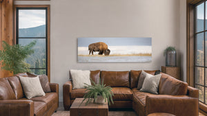 Bison Panoramic Wall Art | Extra Wide Western Decor Canvas