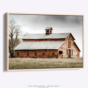 Rustic Red Barn Art Canvas Print | Kansas Americana Red Barn Landscape