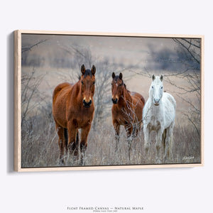 Western Horse Wall Art | Rustic Equine Decor Winter Landscape Scene