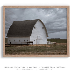Rustic white barn wall art canvas print – Americana rural life living room decor