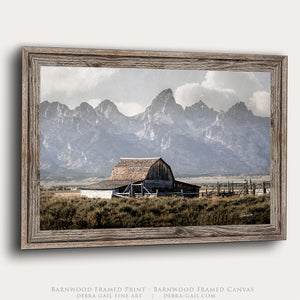 Western Barn Wall Art | Rustic Mountain Farmhouse Landscape Canvas