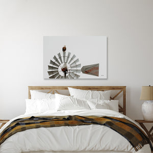 Western wildlife bald eagle windmill wall art in modern farmhouse home decor