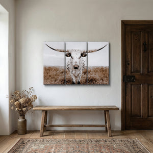 Oversized Longhorn Wall Art | 3 Piece Canvas Set by Debra Gail