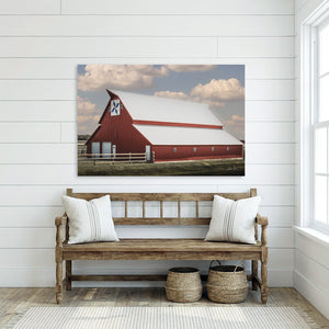 Rustic Red Barn Photo | Red and White Barn Farmhouse Wall Decor Canvas