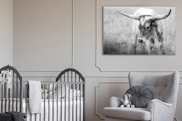 CUTE LONGHORN CALF PICTURE - FARMHOUSE COW NURSERY DECOR