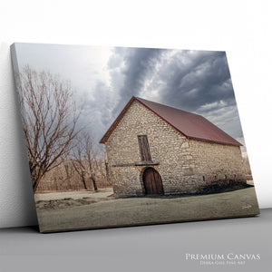 Flint Hills Barn Photography | Historic Kansas Stone Barn Art Canvas by Debra Gail