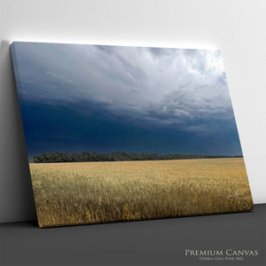 Kansas Storm Clouds Field Canvas Wall Art | Farmhouse Western Decor