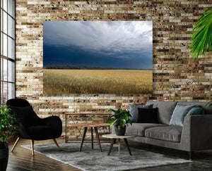 Kansas Storm Clouds Field Canvas Wall Art | Farmhouse Western Decor