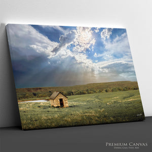 Kansas Prairie Wall Art | Flint Hills Dramatic Landscape Canvas