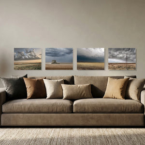 Moody Kansas Prairie Wall Art — Set of 4