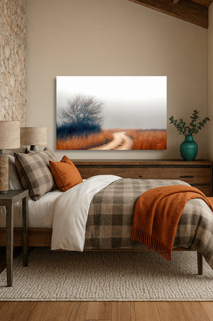 Foggy Flint Hills Dirt Road – Kansas Prairie Landscape