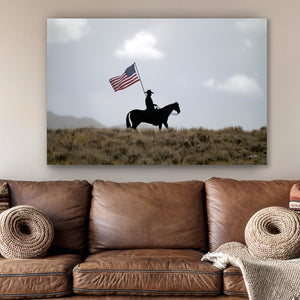 American Flag Horseman Artwork | Patriotic Wyoming Western Photography
