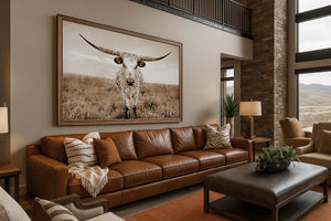 Texas Longhorn Wall Art – Rustic Western Farmhouse Print by Debra Gail