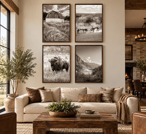 Custom Four-Piece Western Fine Art Collection – 30×40 Brown Float Framed Canvas