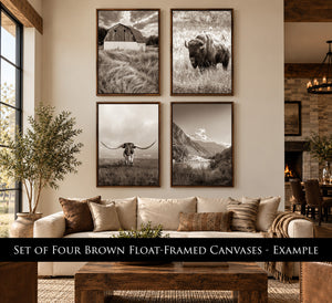 Custom Longhorn in Sepia | Vertical Texas Longhorn Wall Art