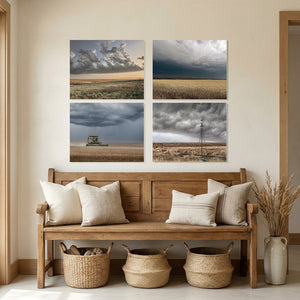 Moody Kansas Prairie Wall Art — Set of 4