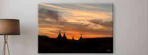 Tipi Sunset Wall Art | Western Prairie Silhouette Print