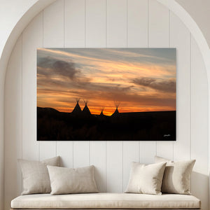 Tipi Sunset Wall Art | Western Prairie Silhouette Print