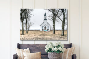 Old country church wall art – Kansas prairie fine art photography by Debra Gail Fine Art