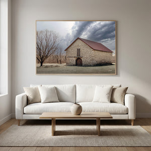 Flint Hills Barn Photography | Historic Kansas Stone Barn Art Canvas by Debra Gail
