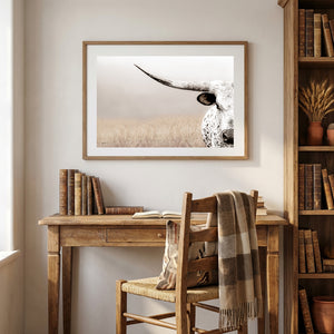 Texas Longhorn Canvas Print – Large Rustic Farmhouse Wall Art Decor