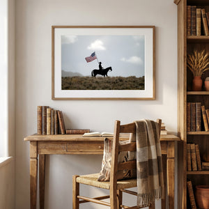 American Flag Horseman Wall Art – Patriotic Western Photography Print