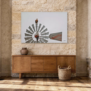 American Bald Eagle on Windmill Canvas Print | Patriotic Western Wildlife Artwork