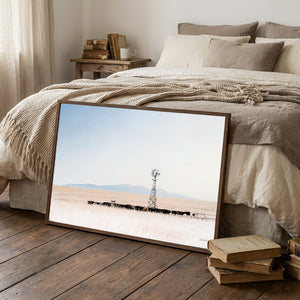Black Angus Cow Wall Art | Prairie Cattle Canvas Print - Windmill Decor