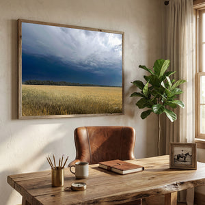 Kansas Storm Clouds Field Canvas Wall Art | Farmhouse Western Decor